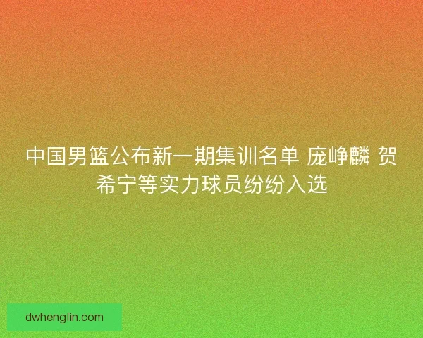 中国男篮公布新一期集训名单 庞峥麟 贺希宁等实力球员纷纷入选
